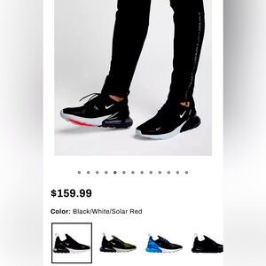 Nike Air Max 270 in Black with Solar Red bottom. Worn once